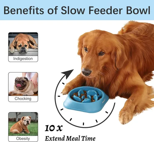 Miniatura 2 de MateeyLife Cuencos de alimentación lenta para perros, 2 unidades, cuencos rompecabezas antiasfixia para comida de perros, alimentación interactiva