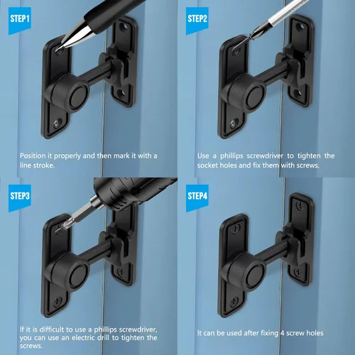 Miniatura 5 de Cerradura de puerta corrediza de granero, cerradura de puerta de granero doble de 90/180 grados, cerradura deslizante, cerraduras de puerta