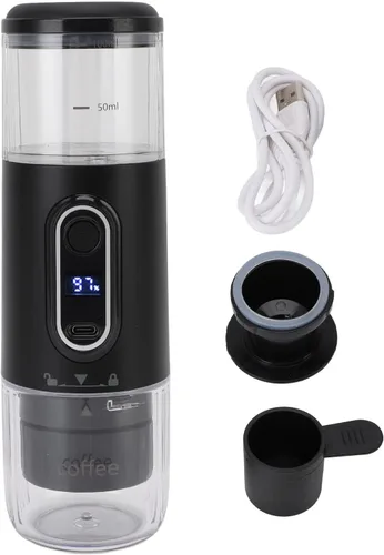 Miniatura 11 de Cafetera portátil, cafetera de café expreso, funciona manualmente, cafetera de cápsula de mano de 3.4 fl oz tipo C recargable para viajes al aire