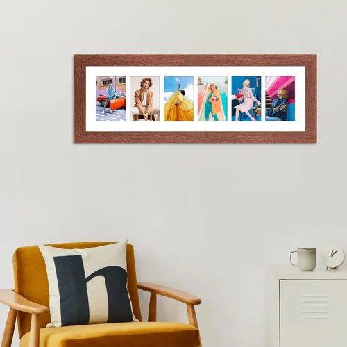 Miniatura 864 de Marcos de Fotos Collage de 13.5X15.5 con 7 Aberturas para Fotos de 4X6, Marco de Fotos Múltiples con Paspartú para Decoración de Pared, Grano