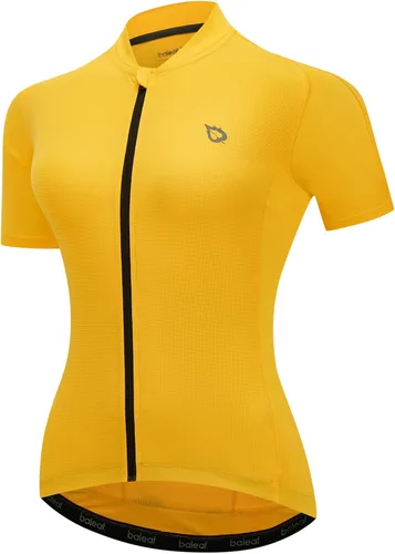 BALEAF Camiseta de ciclismo de manga corta para mujer, camiseta de ciclismo de carretera, 4 bolsillos traseros UPF50+