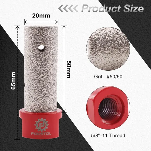 Miniatura 2 de FOCSTOL Broca de diamante para fresar dedos, broca de núcleo de 4/5 pulgadas (0.787 in) para agrandar molienda y bisel redondo agujeros existentes
