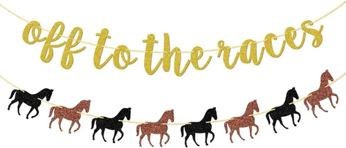 Cartel Off To The Races, pancarta de caballo, pancarta de fiesta de rodeo, decoración de fiesta de carreras de caballos, decoración de fiesta de
