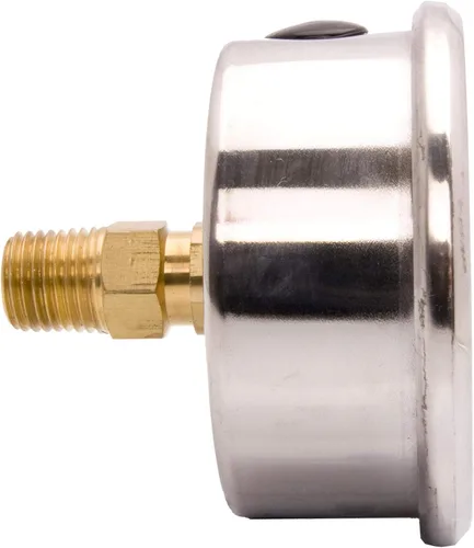 Miniatura 2 de Medidores de presión rellenos de líquido de 2-1/2 pulgadas - caja de acero inoxidable, latón, 1/4" NPT, conexión de montaje trasero central, 0-30PSI
