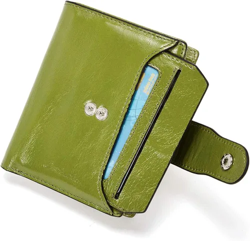Miniatura 6 de BOSTANTEN - Billetera de cuero para mujer con bloqueo RFID, pequeña, con cremallera, de bolsillo, para tarjetas, con ventana para documento