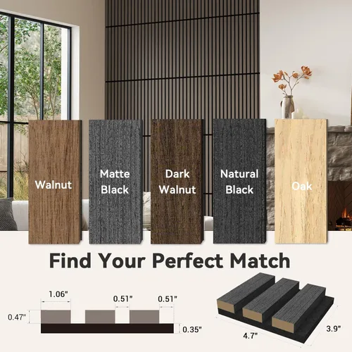 Miniatura 3 de Upick Paneles de pared acústicos de MDF, paquete de 5 paneles de madera de listones 3D de 3.9 x 4.7 pulgadas para pared, paneles insonorizados