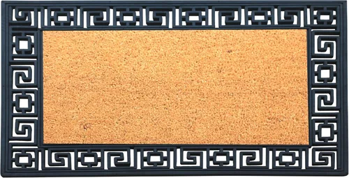 Miniatura 8 de A1 Home Collections Felpudo de fibra de coco natural y goma de 36 x 24 pulgadas, diseño decorativo de bienvenida, tapete de entrada de fibra de coco