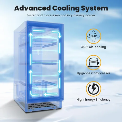 Miniatura 4 de Refrigerador de bebidas de 15 pulgadas, 13 botellas y 48 latas bajo encimera, refrigerador de bebidas negro con compresor de bajo ruido, enfriador