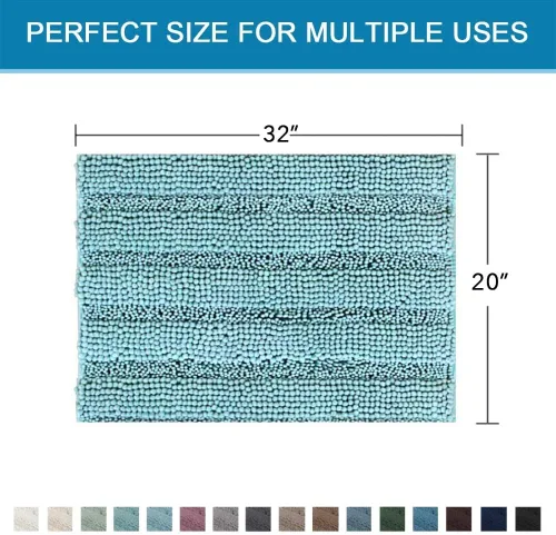 Miniatura 315 de H.VERSAILTEX Tapetes de baño antideslizantes para baño, alfombras de baño extragruesas de felpilla a rayas, tapetes de baño de 47" x 17", alfombras