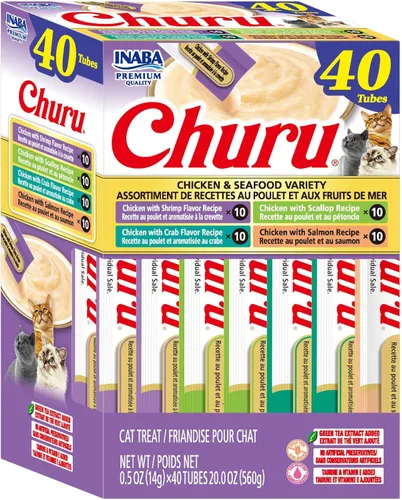 Miniatura 13 de INABA Churu - Bocadillos para gatos, puré cremoso para gatos, sin cereales, que se puede lamer y exprimir, suplemento con vitamina E y taurina, 0.5