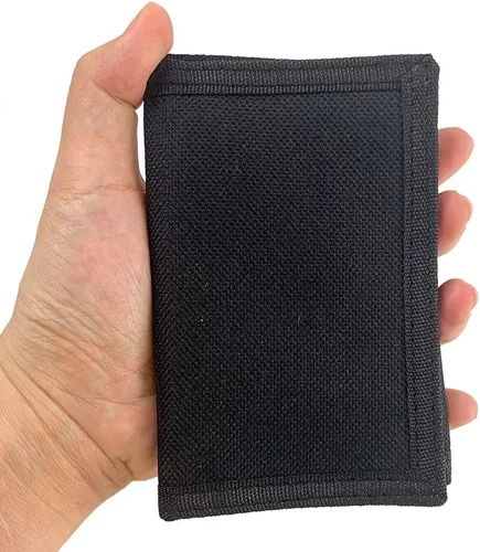 Miniatura 4 de Cartera de lona triple RFID para deportes al aire libre para hombres, lindo monedero con cremallera y bolsillo frontal para niños, color camuflaje