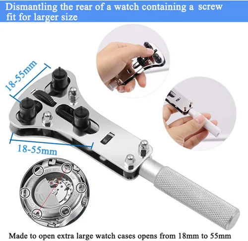 Miniatura 2 de Aokelily Kit de reparación de relojes, kit profesional de herramientas de reloj de repuesto de batería, removedor de enlace, ajuste de la espalda