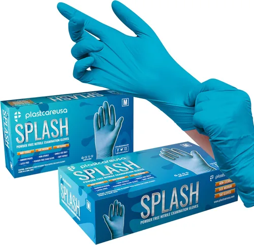 100 Guantes de nitrilo para examen de 3.5 mil, sin látex ni polvo, guantes protectores desechables no estériles de PlastCare