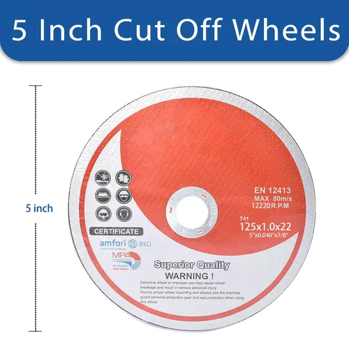 Miniatura 2 de Paquete de 100 ruedas de corte de 5 pulgadas para discos de corte de metal y acero inoxidable para amoladoras angulares de 5 x 0.040 x 7/8 pulgadas