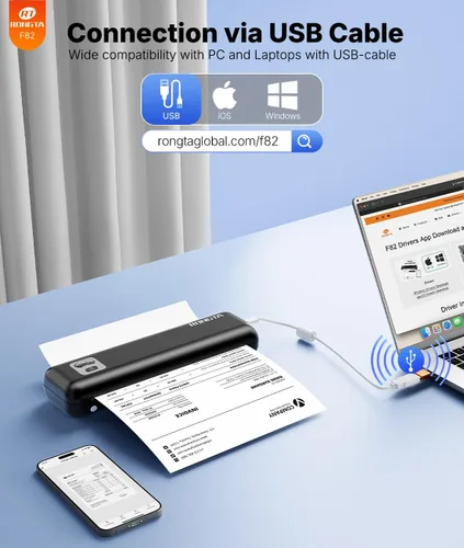 Miniatura 3 de Rongta Impresoras portátiles inalámbricas para viajes, impresora térmica sin tinta Bluetooth para uso escolar/oficina/hogar, compatible con papel