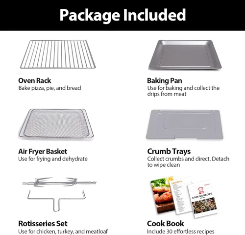 Miniatura 6 de Beelicious Freidora de aire extra grande de 32 cuartos de galón, freidora de aire 19 en 1, combo de horno tostador con asador y deshidratador, horno