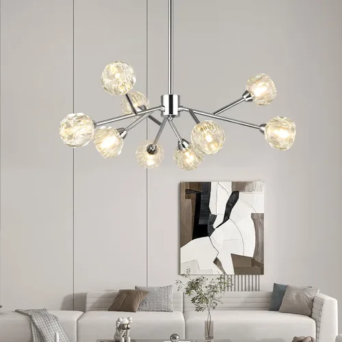 Miniatura 13 de Weesalife Sputnik - Candelabros para comedor sobre mesa, modernos candelabros de cristal, 6 luces negras para sala de estar, dormitorio, isla