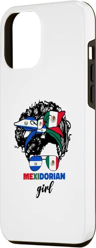 Miniatura 2 de Funda para iPhone 13 Pro Max mitad mexicana y salvadoreña mexicana y salvadoreña para niña con la bandera de El Salvador