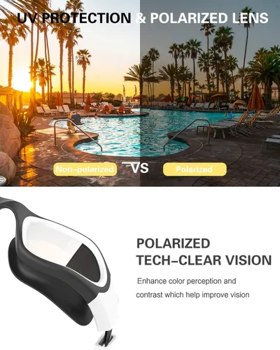 Miniatura 2 de Gafas de natación polarizadas, gafas de natación para hombres, mujeres y adultos, protección antivaho y UV Polarizado + espejo plateado
