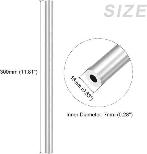 Miniatura 2 de METALLIXITY Tubo de Aluminio 6063 (16 mm de diámetro exterior x 7 mm de diámetro interior x 300 mm de longitud), Tubo Redondo de Aluminio