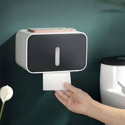 Miniatura 3 de Soporte de papel higiénico impermeable al aire libre para baño, dispensador de plástico a prueba de mascotas, caja montada con adhesivo