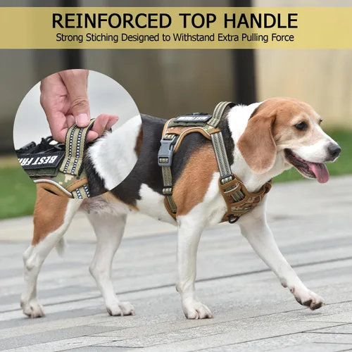 Miniatura 4 de PET MARVEL Arnés para perro resistente con asa, chaleco ajustable sin tirones para exteriores con hebillas de metal, panel MOLLE y tiras
