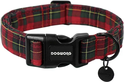Miniatura 19 de DOGWONG Collar de Algodón Navideño para Perro, Collar de Perro Rojo de Papá Noel, Collares Duraderos para Mascotas de Fiestas Navideñas, Lindo Rojo
