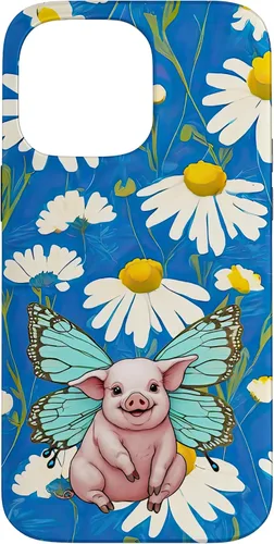 Miniatura 20 de Adorable pig piglet with butterfly wIngs daisy flower sweet Case for iPhone 12 mini