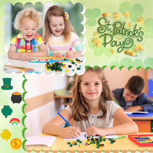 Miniatura 6 de JUNEBRUSHS Borradores para niños, 150 unidades de borradores de San Patricio, lindos borradores de lápiz, borradores de tréboles para niños, premios