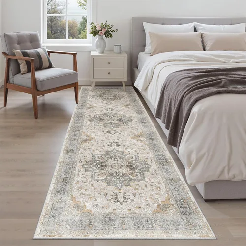 Miniatura 846 de Madane Tapete lavable de 2 x 10 pies para pasillo, cocina, recibidor, clásico, suave, antideslizante para interiores, casa de campo, baño, sala