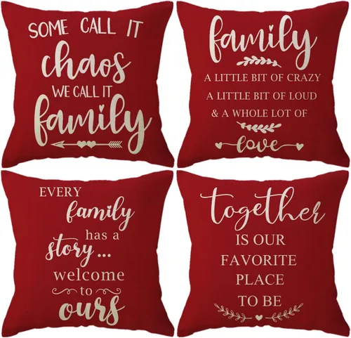 Miniatura 11 de ULOVE LOVE YOURSELF Juego de 4 fundas de cojín decorativas con citas para el hogar, 18 x 18 pulgadas, fundas de almohada rústicas con palabras