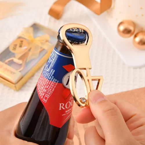Miniatura 3 de 50 recuerdos dorados de fiesta de cumpleaños número 40 con diamantes de imitación, perfectos para invitados, 40 abridores de botellas de cerveza