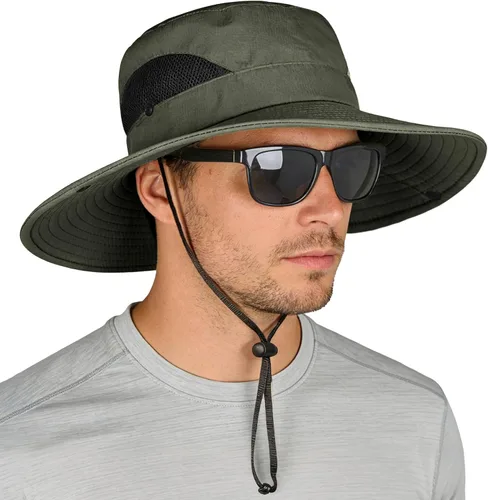 ZOORON Paquete de 1 y 2 sombreros de sol para hombres y mujeres, sombrero de ala ancha, protección UV, impermeable, para pesca, senderismo,