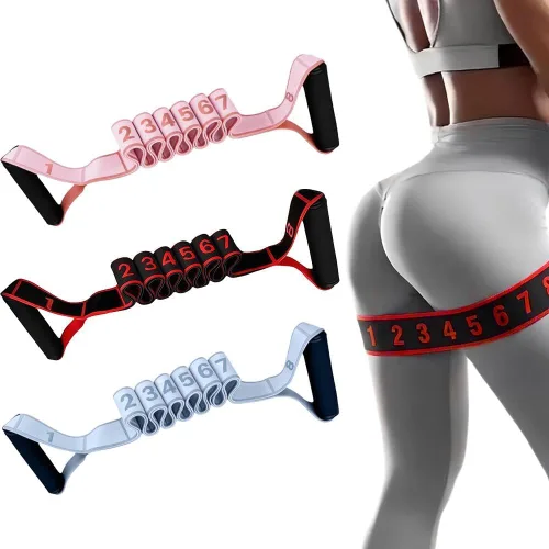 Miniatura 2 de Fitness Resistance Bands with Handles for Stretching and Yoga,Number Stretch Resistance Band with Clear Markings,8Loops Elastic Exercise