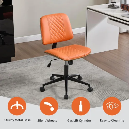 Miniatura 7 de VipDesk Silla pequeña de oficina en casa, silla de escritorio sin brazos con respaldo medio con giro de 360° y ruedas, silla de computadora moderna