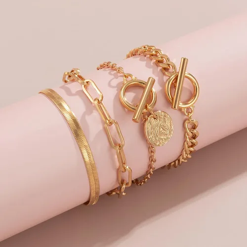 Miniatura 4 de Gold Bracelets for Women Dainty Boho Stackable Bracelet Set Gold Chunky Layered Link Bangle for Women