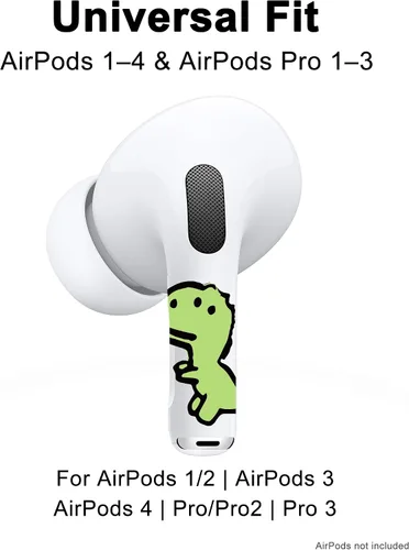 Miniatura 5 de RockMax Piel de dinosaurio brillante para AirPods, fácil de identificar, envolturas adhesivas universales para AirPods Pro 3/2/1 y Gen 1/2/3/4