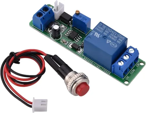 1 temporizador de 12 V CC e temporizador ajustable de apagado e interruptor de tiempo de relé de sincronización de 1 a 10 segundos 2.661 x 0.756 in