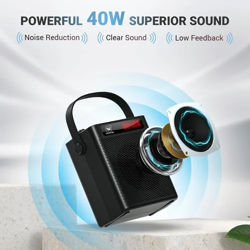Miniatura 3 de Amplificador de voz, micrófono inalámbrico, micrófono de mano, micrófono portátil de 40 W y altavoz, sistema de karaoke inalámbrico, altavoz