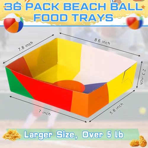 Miniatura 3 de Teling Paquete de 36 suministros para fiestas en la playa grandes de 5 libras, bandejas de platos de piscina de playa, cuencos de papel, botes