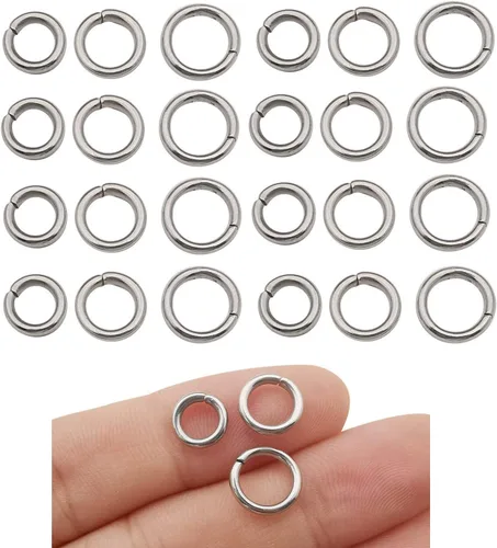 Miniatura 6 de 1200 anillos de acero inoxidable mixtos de 0.157 in, 0.197 in, 0.236 in, 0.276 in, anillos de salto para hacer joyas, collares, pulseras, aretes