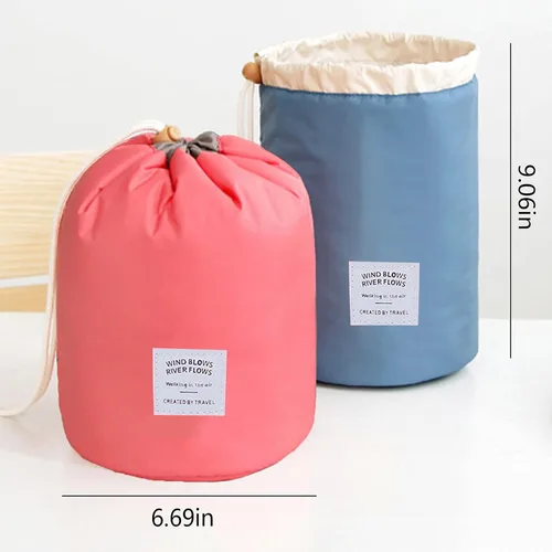 Miniatura 3 de INVODA Bolsa de cosméticos con cordón, 2 piezas, bolsa de maquillaje de viaje para mujer, bolsa de aseo portátil con cordón, bolsa organizadora