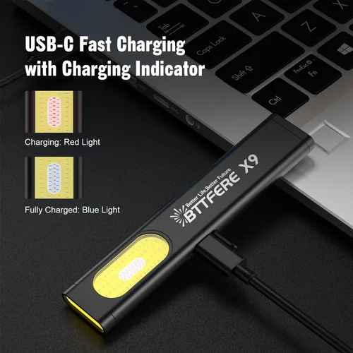 Miniatura 5 de Paquete de 2 Linternas de Bolsillo EDC con Clip y Base Magnética - 675 Lúmenes USB-C Recargable Delgada Plana IPX4 Impermeable Modos Duales Linterna