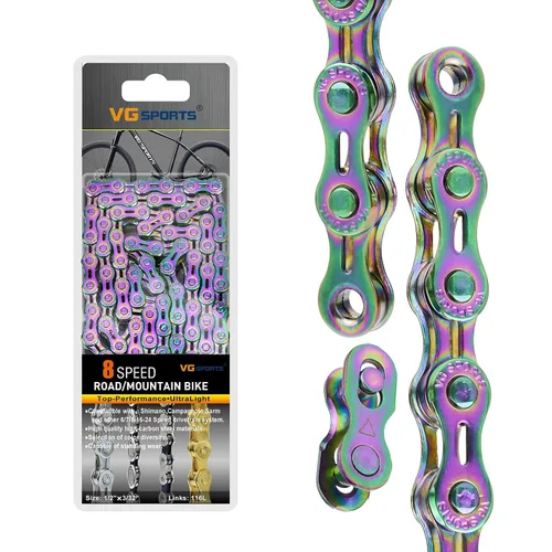 Miniatura 13 de VG SPORTS Cadenas de bicicleta de 6/7/8/9/10/11 velocidades, cadenas de bicicleta ligeras semihuecas/huecas para bicicleta de carretera/MTB/BMX