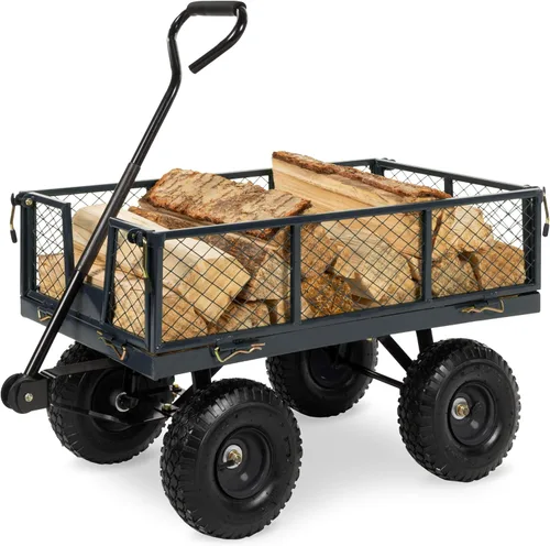 Best Choice Products Carrito de jardín utilitario para césped, patio con capacidad de peso de acero resistente de 400 libras, lados extraíbles, Gris