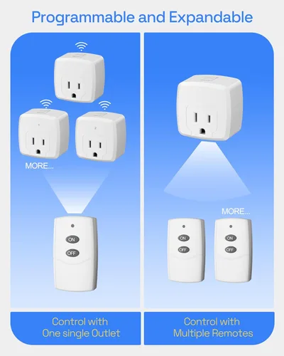 Miniatura 5 de HBN Enchufe de control remoto, interruptor remoto con señal RF de 100 pies, interruptor de luz remoto inalámbrico, interruptor de encendido