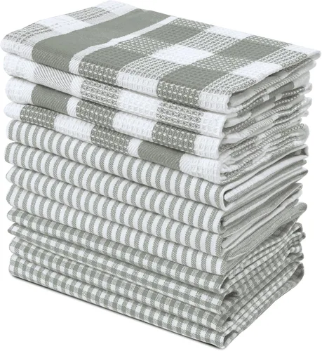 Miniatura 45 de LANE LINEN Juego de 6 paños de cocina de algodón para secar platos, 18 x 28 pulgadas, absorbentes, de secado rápido, color beige 07: Amarillo
