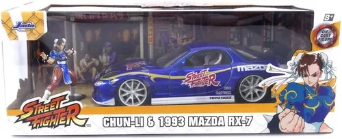 Miniatura 6 de Jada Street Fighter 1:24 1993 Mazda RX-7 - Coche fundido a presión y figura de Chun-Li de 2.75 pulgadas, juguetes para niños y adultos