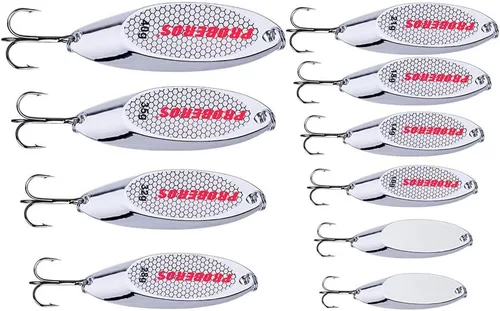 Miniatura 26 de PROBEROS Cucharas de pesca señuelos cebos para lubina, aparejos de cebo de jigging con ganchos agudos, cuchara de metal duro, señuelo de pesca