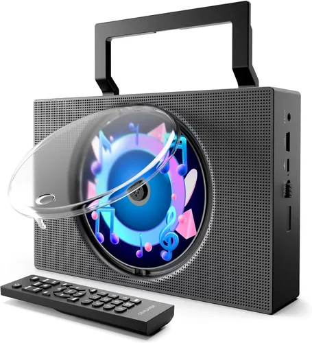 Miniatura 8 de Reproductor de CD portátil Boombox con Bluetooth - Reproductor de CD recargable con radio FM, USB, AUX, control remoto - Sistema de sonido estéreo